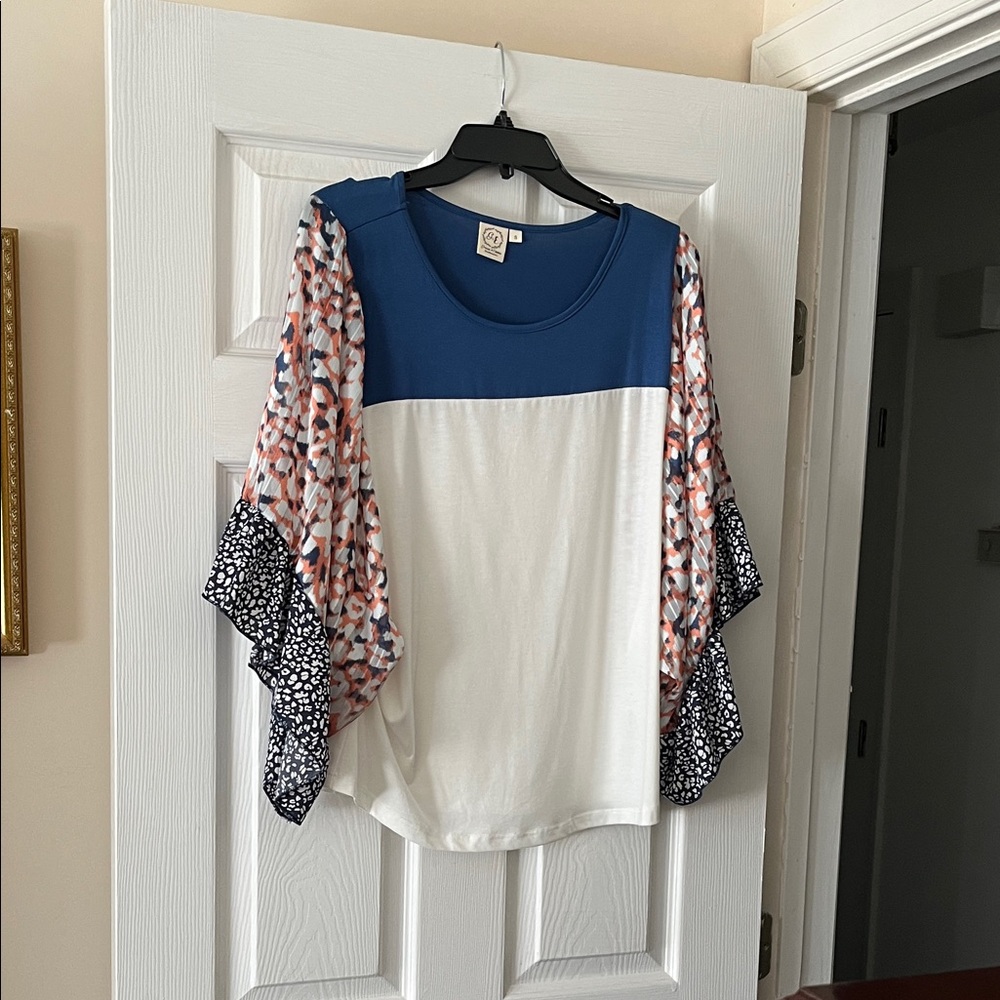 Stylish Women's Blue and White Top